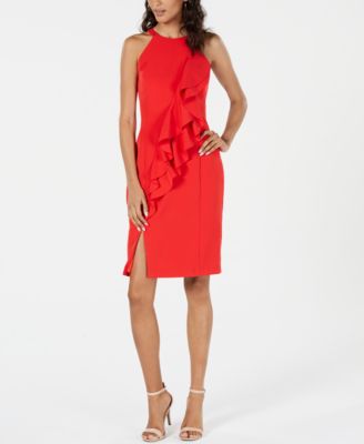 Vince Camuto Halter Ruffle Dress In Red ...